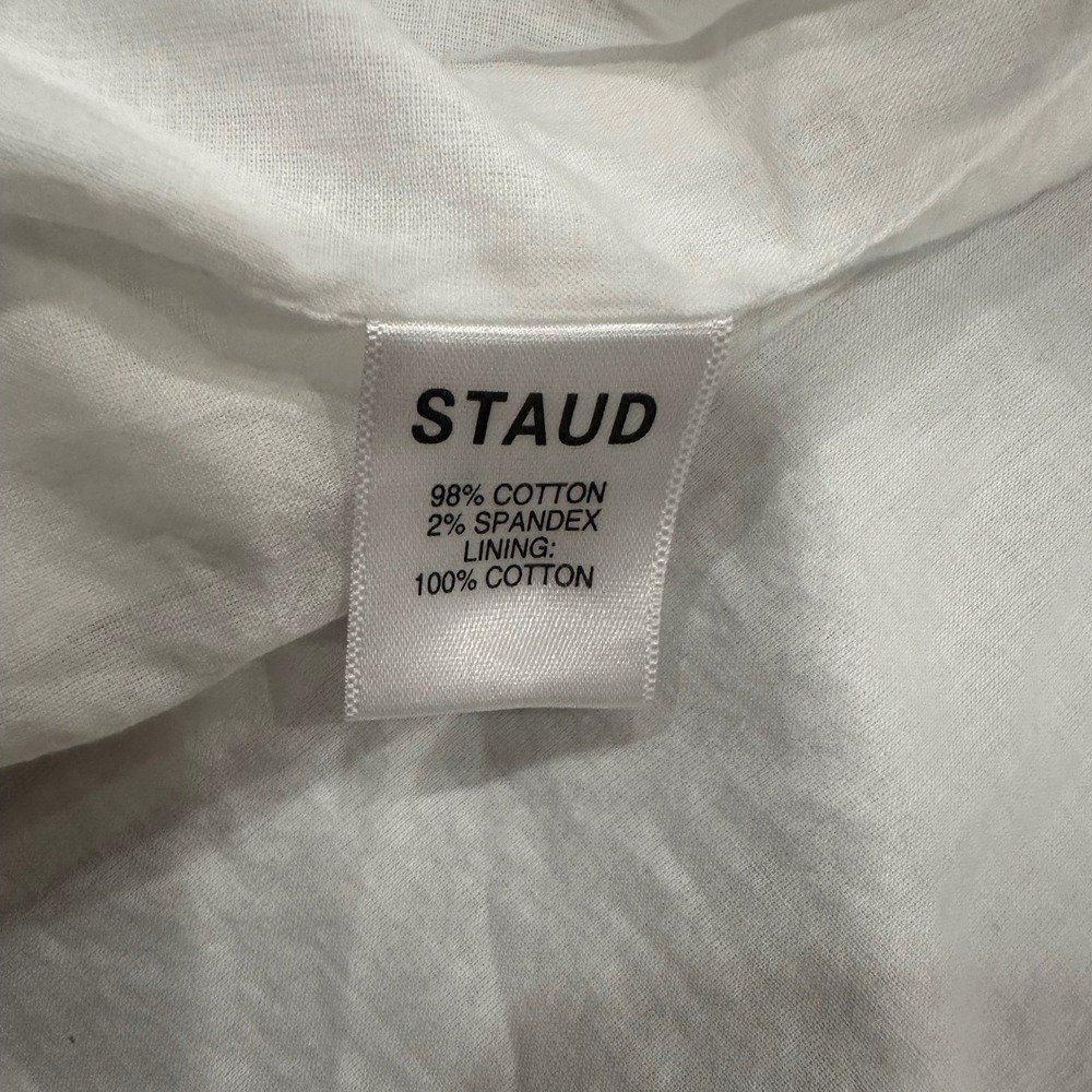 Staud White Cotton Blend Paneled A-Line Mini Dress Size 6 Sleeveless Square Neck - Picture 7 of 8